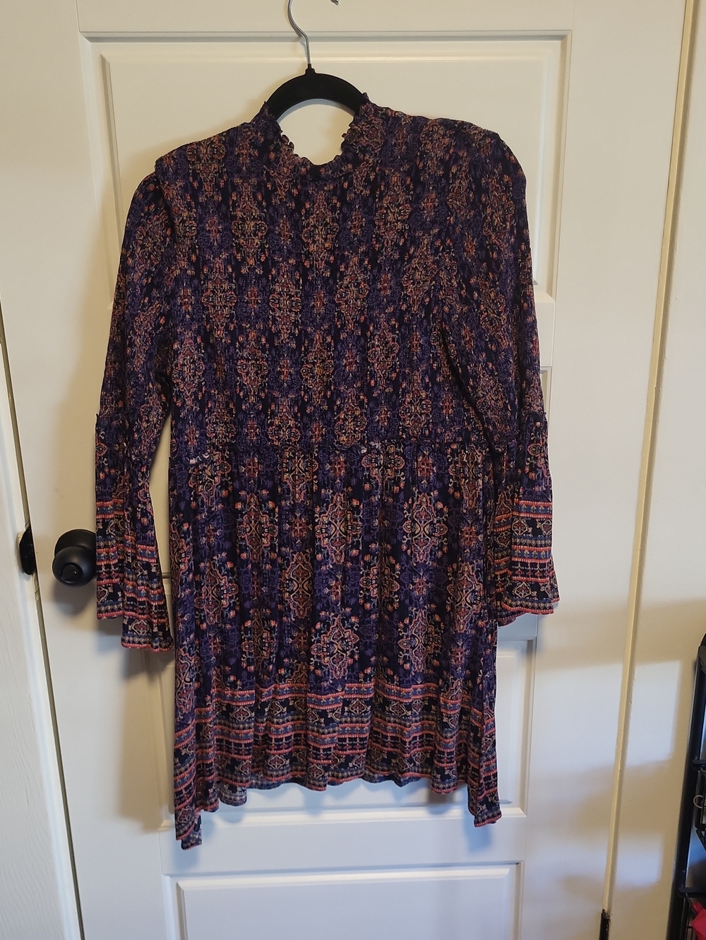 Aeropostale Purple Patterned Long Sleeve Midi Dress